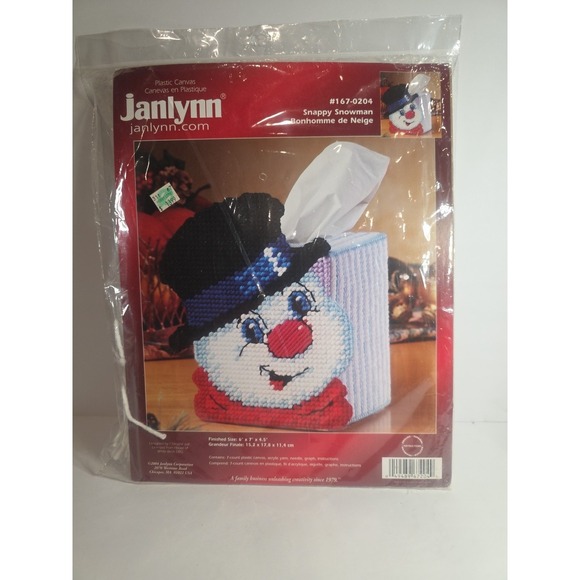 Janlynn Other - Janlynn 2004‎ Plastic Canvas Kit Snowman Tissue Box Cover #167-0204 Christmas